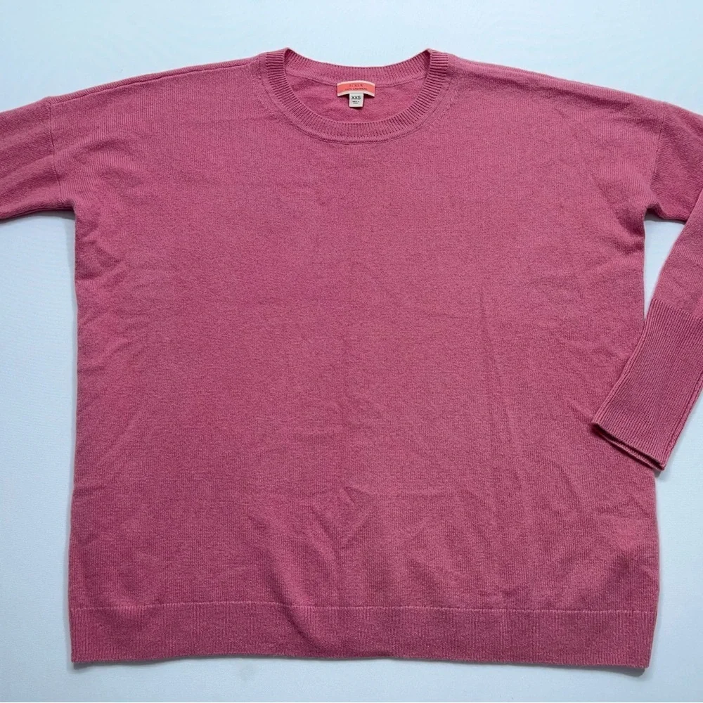 J.Crew Crewneck Boyfriend Cashmere Sweater Womens XXS Oversized in Pink